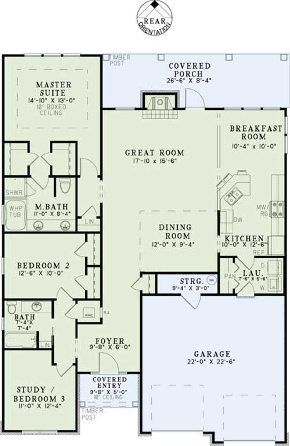 Floor Plan First Story of Craftsman Plan #153-1097